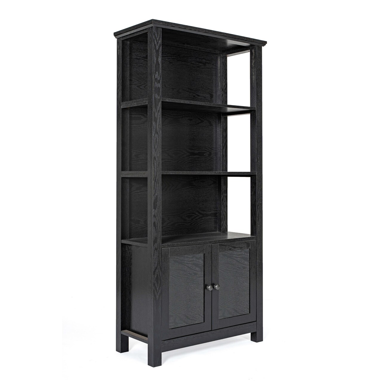 Merrick Lane Omaha Modern Farmhouse Storage Cabinet Bookcase, Glass Doors and Open Shelves